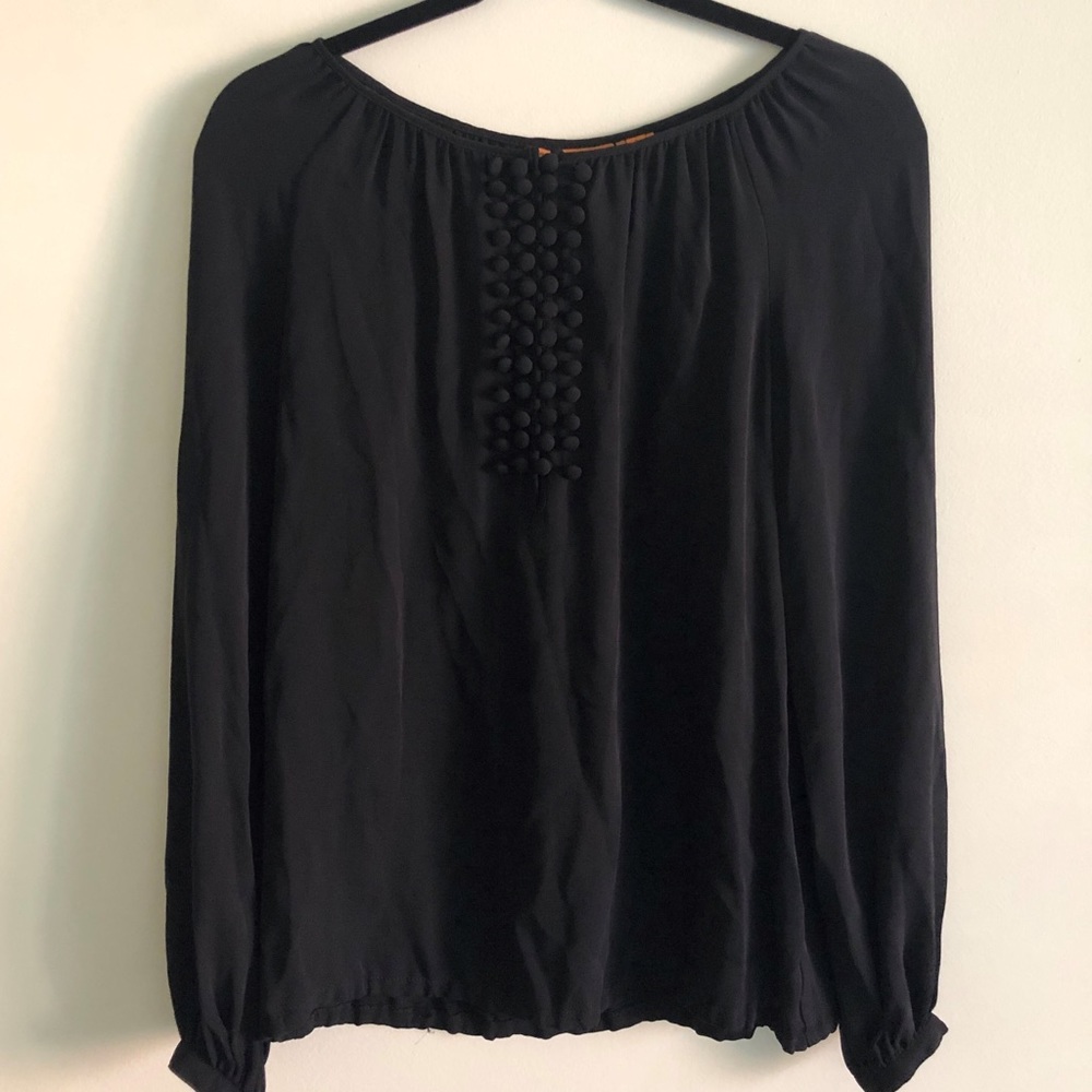 $295 Tory Burch Black Silk Blouse US2